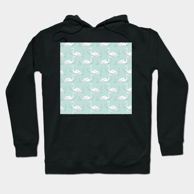 Hand drawn flamingo black outline sketch. Seamless pattern vector Hoodie by AnaMOMarques